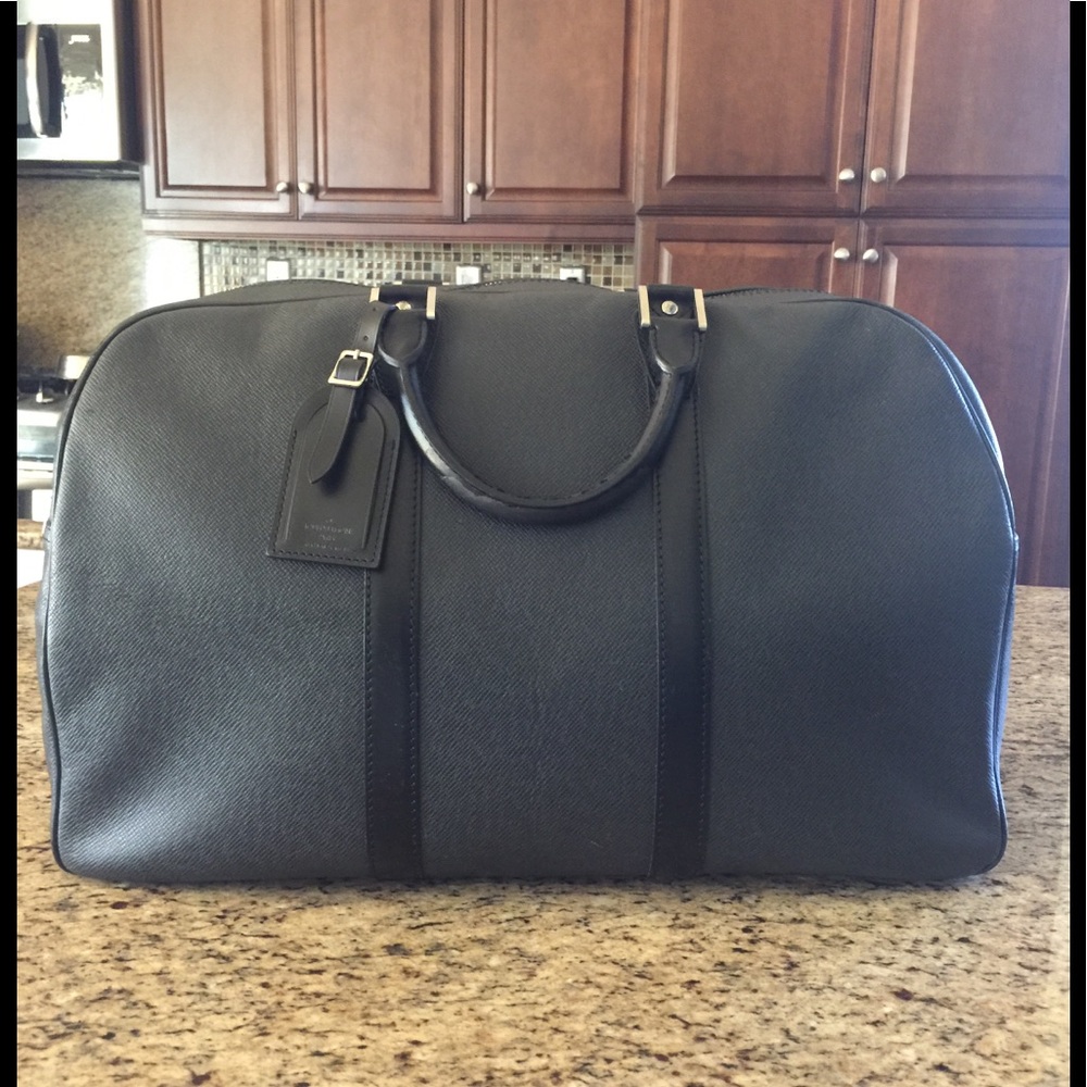 LV leather duffle bag